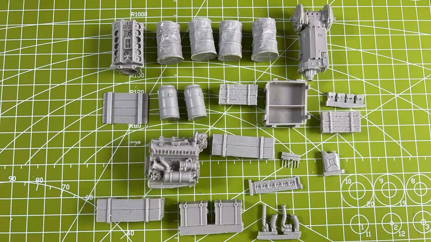 Unpainted 1:35 Resin Model Kit, Material Vehicle Engine, Pile Up Scene Model, Parts Need To Be Assembled