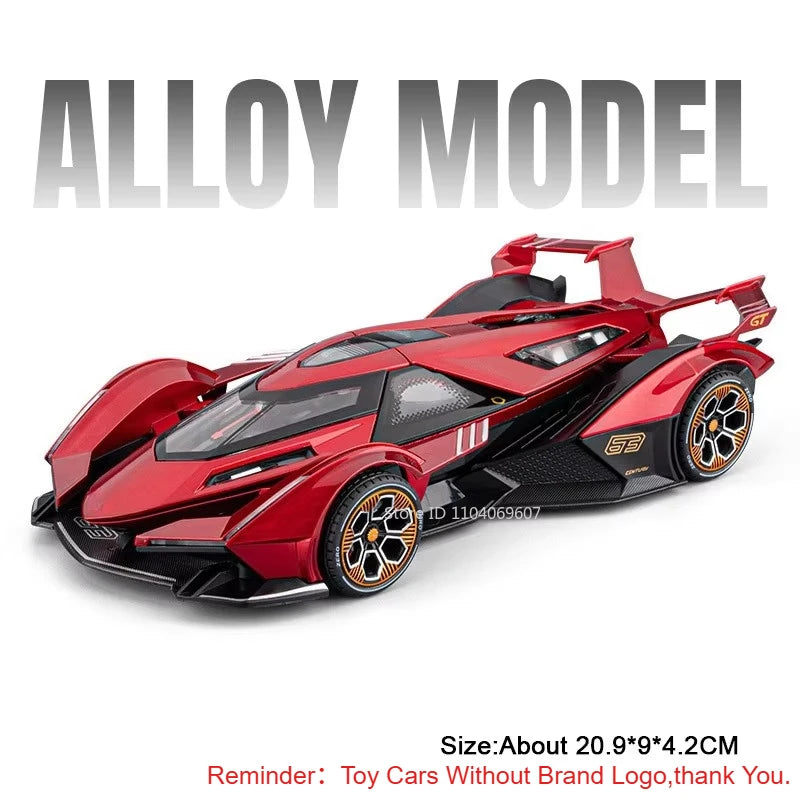 1:24 Lambor V12 SVJ63 Miniature Model Toys Diecast Alloy Car Sound Light Pull Back Doors Opened Sportscar Christmas Gift for Kid