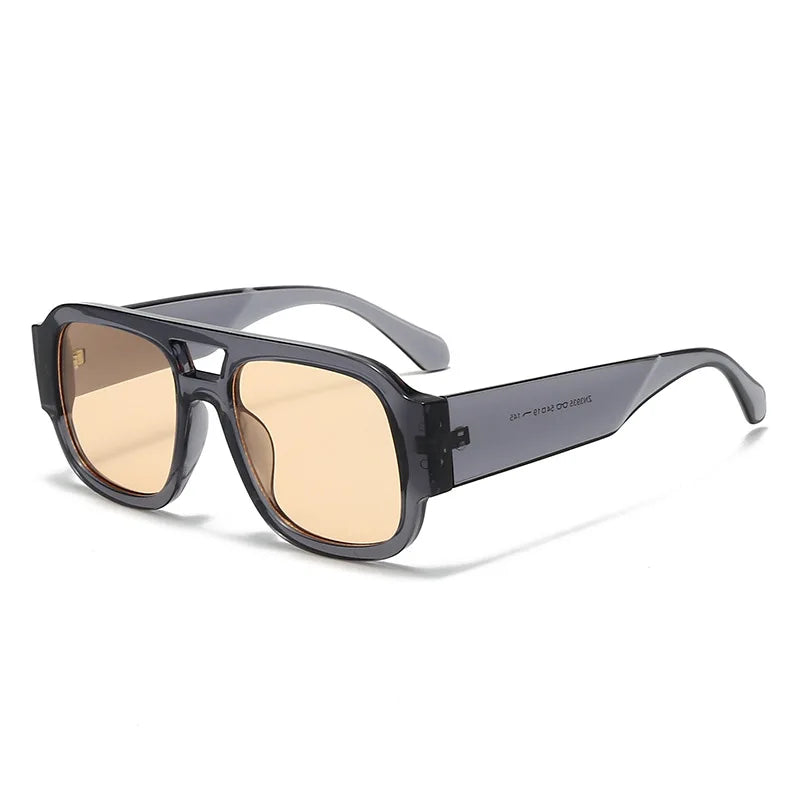 JNPCXI Fashion Women Double Bridges Square Sunglasses Candy Color Retro Wide Legs Men Sun Glasses Shades UV400