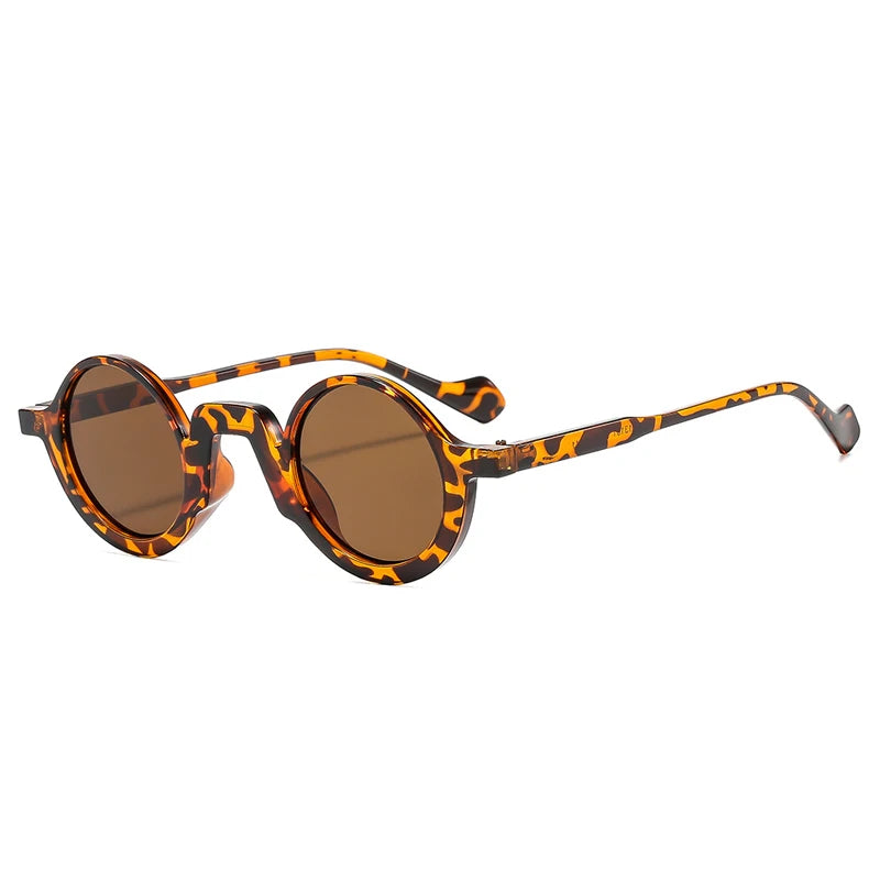 JNPCXI New Retro Small Round Punk Women Sunglasses Fashion Green Shades UV400 Trending Men Leopard Sun Glasses