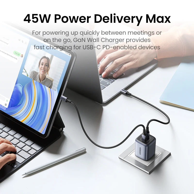 US Plug GaN 45W 20W USB Charger PD QC 3.0 Fast Quick Charger Iphone Samsung