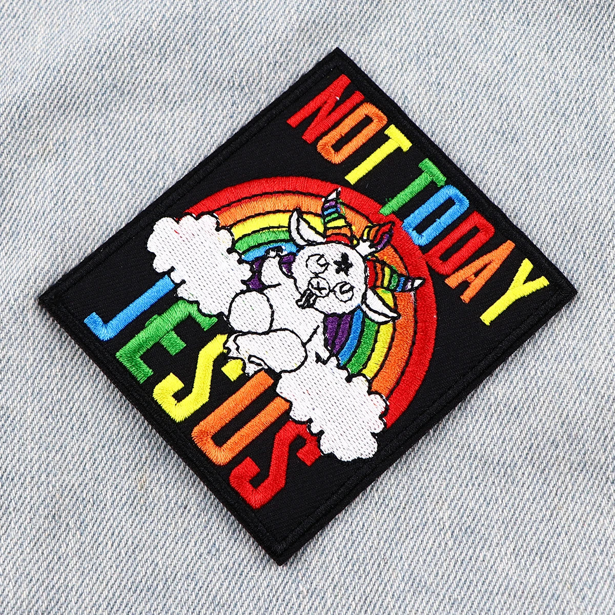 Rainbow Patch Iron-On Patches For Clothing Stickers Jesus Embroidered Patches On Clothes DIY Clothes Stripes