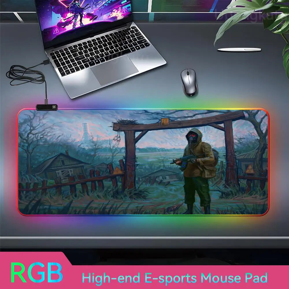 Stalker2 PC Mouse RGB 3mm Rubber Mouse Pad LED Lamp Desk Anime Keyboard Mat  1