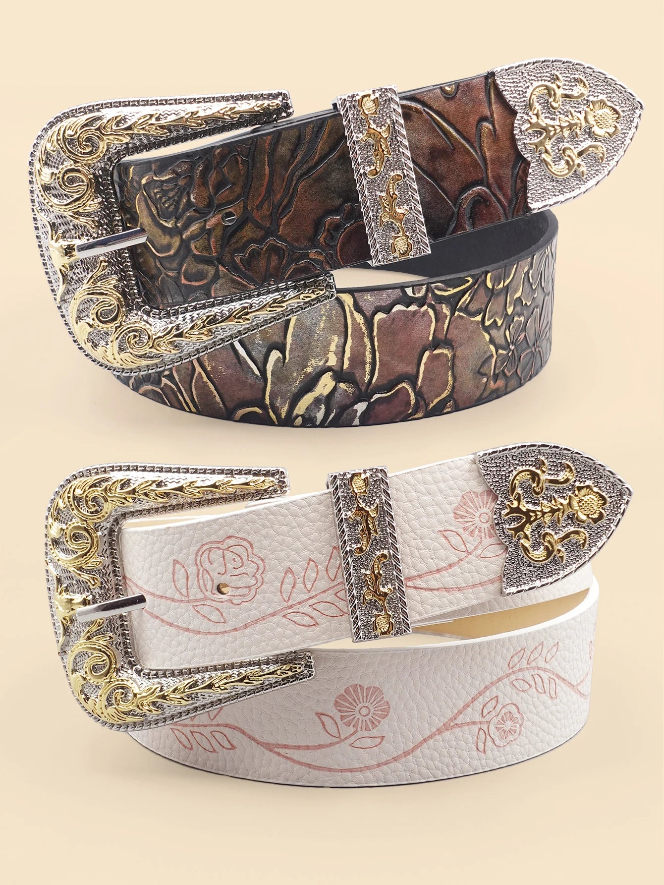 White & Black Smooth Edge Women's Belt - Minimalist Solid Color Waistband with Gold Engraving & Alloy Buckle for Office/Dates
