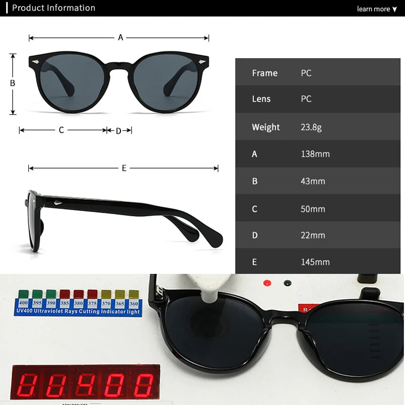 JNPCXI New Fashion Round Sunglasses Men Shades UV400 Retro Rivets Women Trending Yellow Sun Glasses Shades UV400