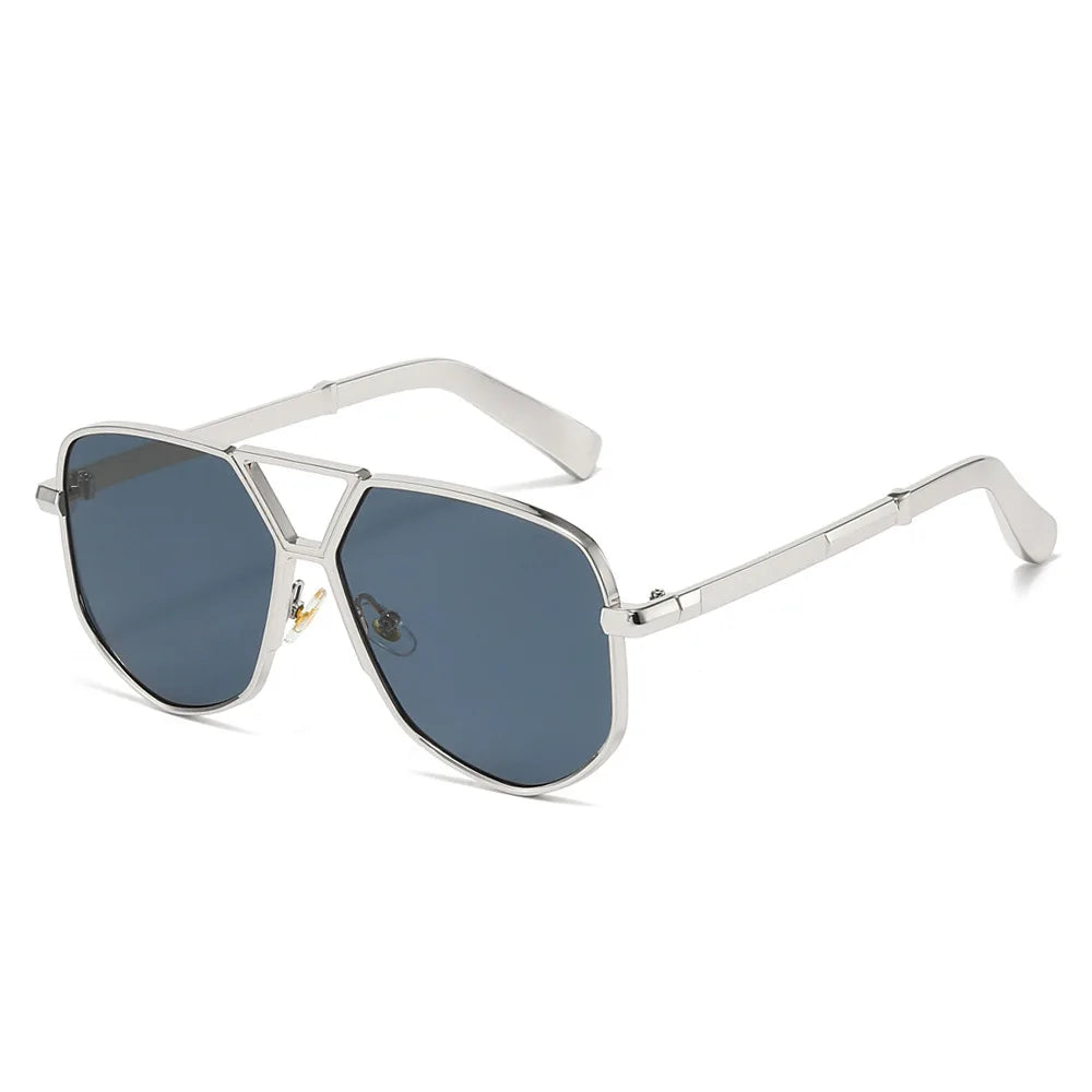 JNPCXI New Oversized Pilot Sunglasses Men Brand Designer Double Bridge Sun Glasses UV400 Metal Frames Beach Holiday Shades
