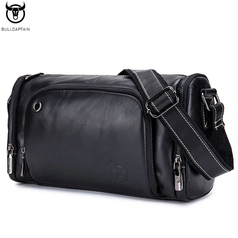 BULLCAPTAIN Leather Men's Sports Bag Fitness Shoulder Bag Retro Handbag Travel Bag Large Capacity Laptop Bag Cross Section 01