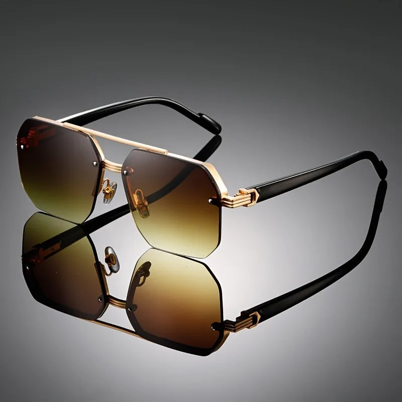 1 Pair of Retro Large Frame Polygonal Half Frame Fashionable Glasses, Suitable for Birthday Gifts and Photography Props