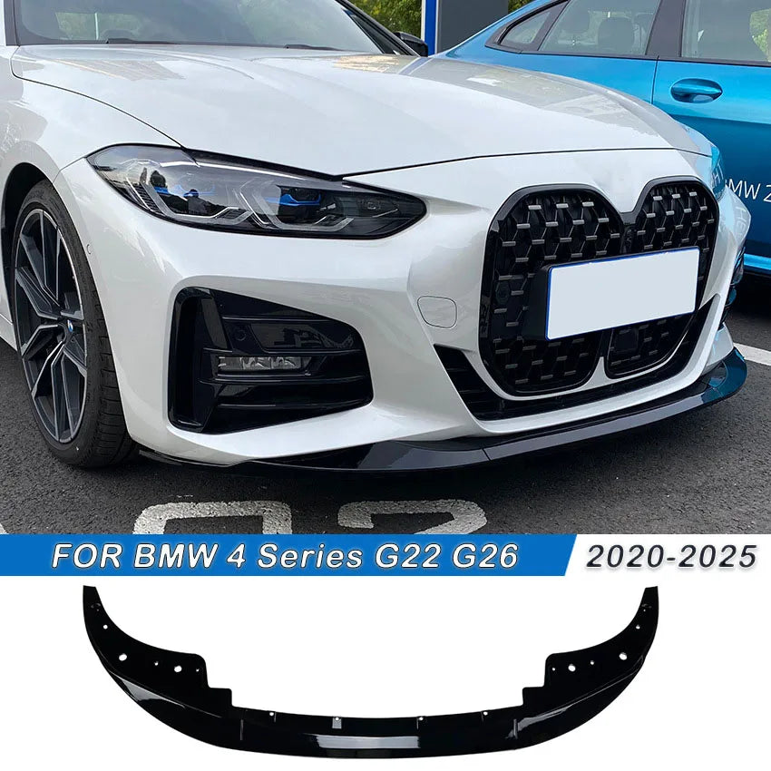 For BMW 4 Series G22 G26 420i 430i I4 M50 M Sport 2020-2025 Car Front Bumper Spoiler Lip Diffuser Splitter Body Kit Gloss Black