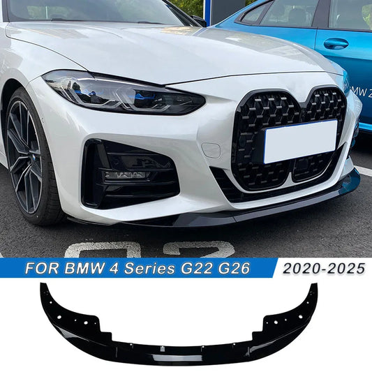 For BMW 4 Series G22 G26 420i 430i I4 M50 M Sport 2020-2025 Car Front Bumper Spoiler Lip Diffuser Splitter Body Kit Gloss Black
