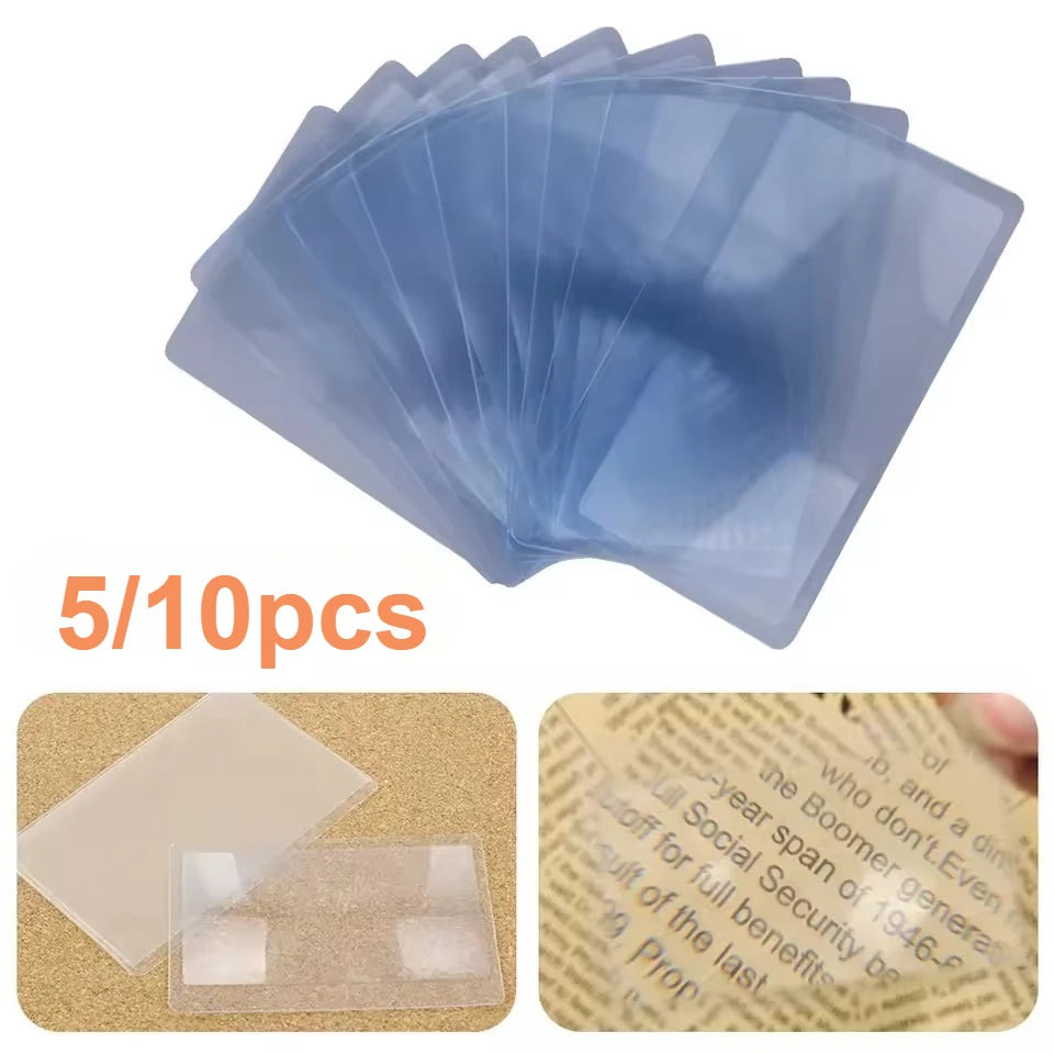 5/10PCS 3X Magnification Magnifier Credit Card Magnifier Fresnel LENS Pocket Credit Card Size Transparent Magnifying Glass