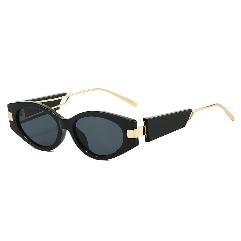 JNPCXI New Ins Popular Fashion Cat Eye Sunglasses Women Shades UV400 Retro Men Oval Lens Punk Sun Glasses