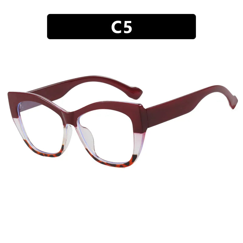 JNPCXI New Fashion Double Color Cat Eye Women Glasses Frame Clear Anti Blue Light Optical Leopard Eyewear