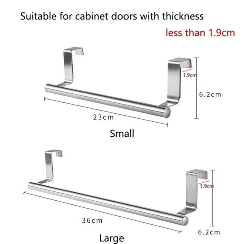 1pc Stainless Steel Towel Rack Bathroom Towel Holder Stand Kitchen Cabinet Door Hanging Organizer Shelf Wall Mounted Towel Bar