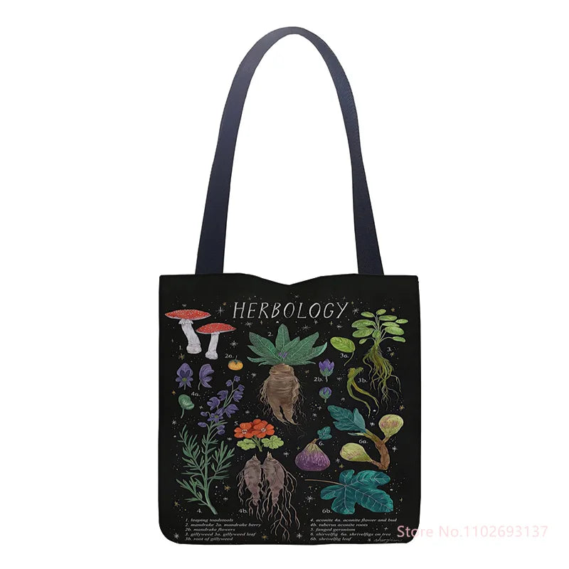 Mushroom Tote Bag, Cotton Cloth Shoulder Shopper Bags Cute Cartoon Women Handbag
