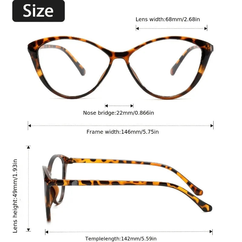 1 Pair Chic Cat Eye Glasses for Women Fashionable Full Frame PC Frame Durable Eyewear