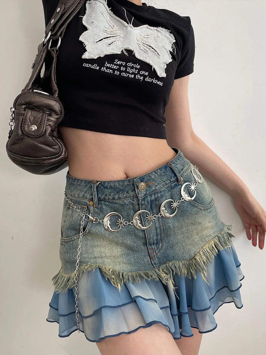 Retro Ethnic Metal Chatelaine Adornment With Skirt 2024 New Summer Thin Belt Korean Version INS Style