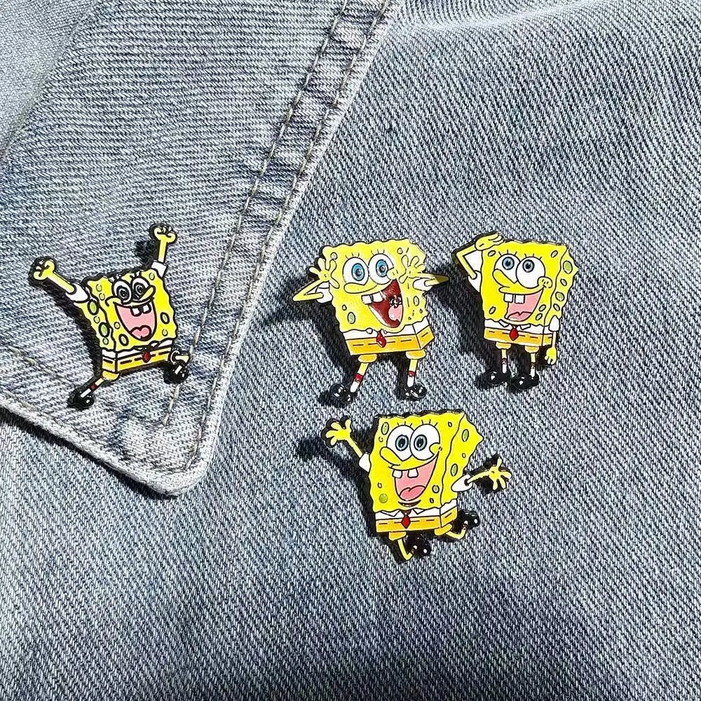 7 PCS SquarePants & Friends Enamel Pin Set – Cartoon Lapel Pins for Backpacks, Jackets, Bags – Cute Collectible Badges for Kids
