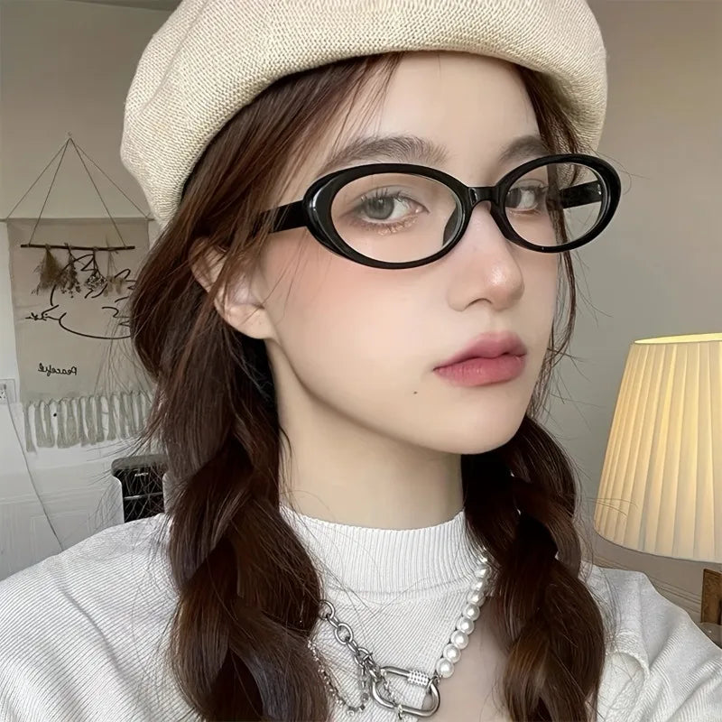 Stylish Women's Retro Oval Glasses, Anti-Blue Light, Ultra-Light Comfortable Frame