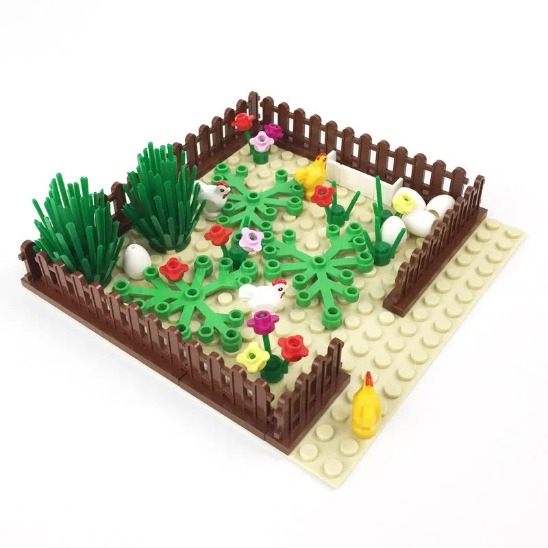 DIY Farm Building Blocks Set Cattle Pen Pig Shed Chicken Horse Panda MOC Scene