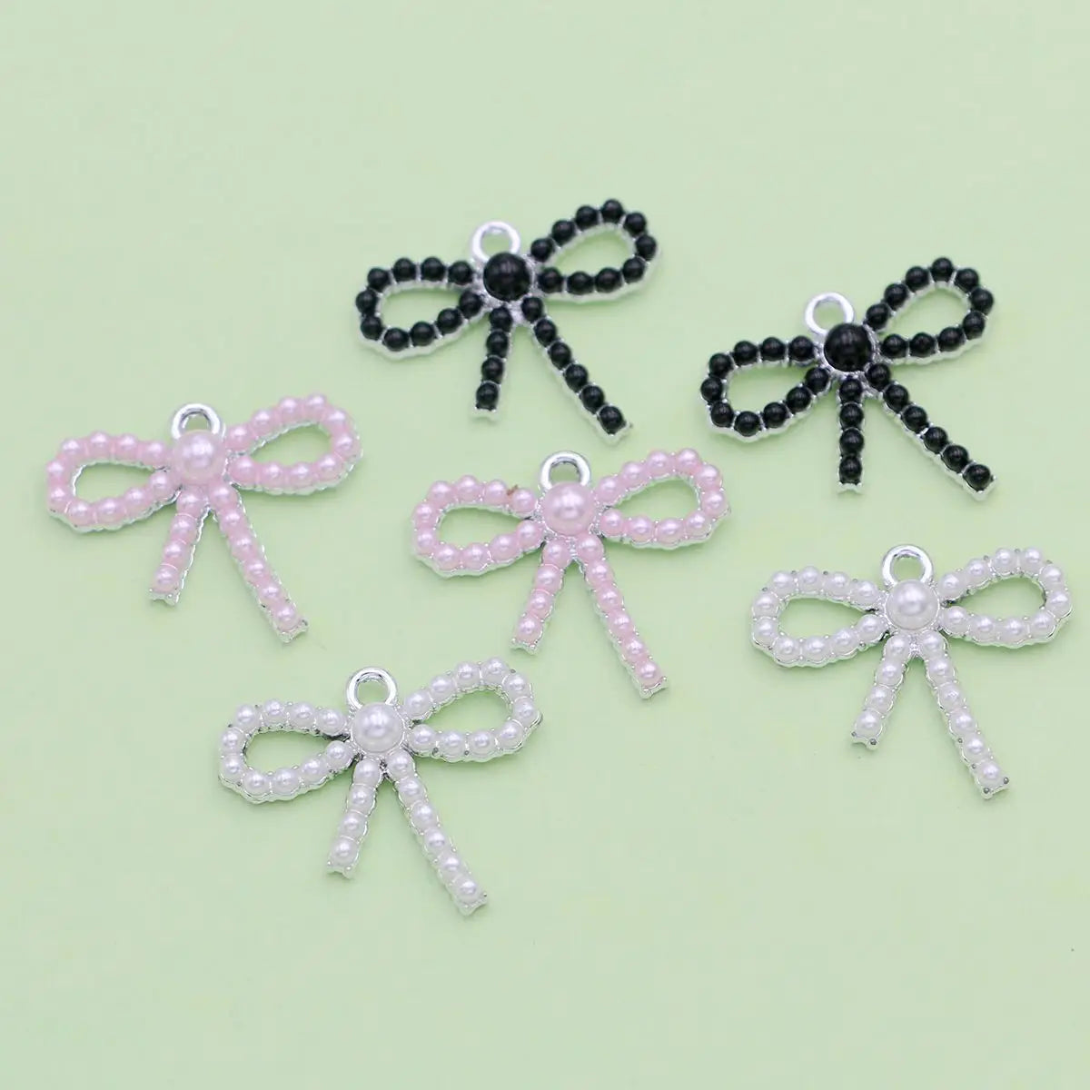 8Pcs Silver Plated Christmas Bow Charm Pendant for Jewelry Making Earrings Bracelet Necklace Accessories DIY Craft Findings