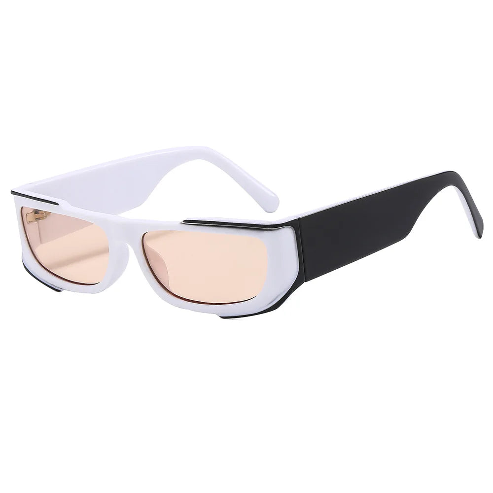 JNPCXI Fashion Rectangle Purple Double Color Women Sunglasses Retro Gradient Shades UV400 Men Trending Sun Glasses