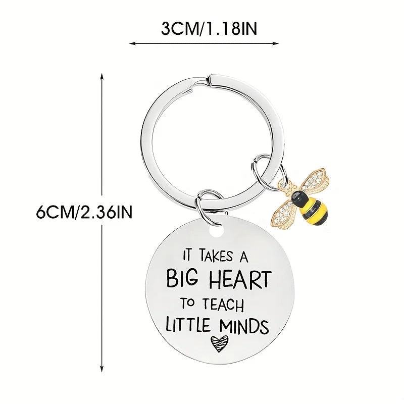 An "It Takes a Big Heart" Teacher's Day Graduation Gift for Teachers, Stainless Steel Keychain, Thank You