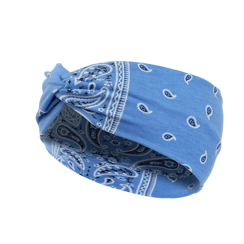 A Paisley Cashew flowers hair bands Pilates Elastic Yoga Headband fitness Running Cycling Sweatband Turban Makeup Hair Hoop Makeup