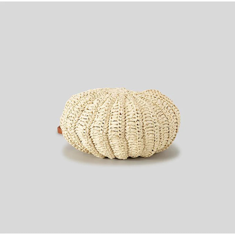 Beige Conch Knit Crossbody Shoulder Bag Pearl Chain Woven Women Classy Sling Bag