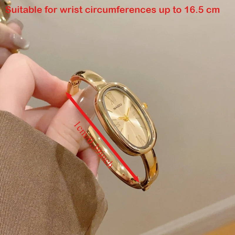 Top Brand Women Oval Roman Dial Quartz Watch Simple Gold Watch Ladies Bracelet Wristwatches Clock Dress Montre Femme Wholesale