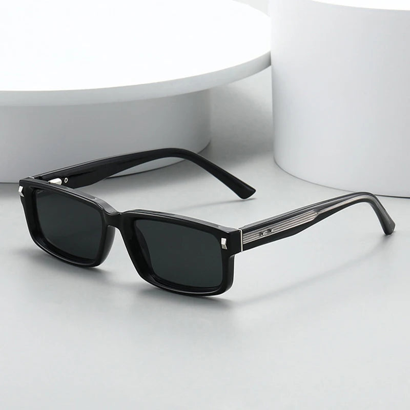 JNPCXI New Small Rectangle Women Luxury Sunglasses Fashion Orange Gradient Shades UV400 Retro Rivets Men Sun Glasses