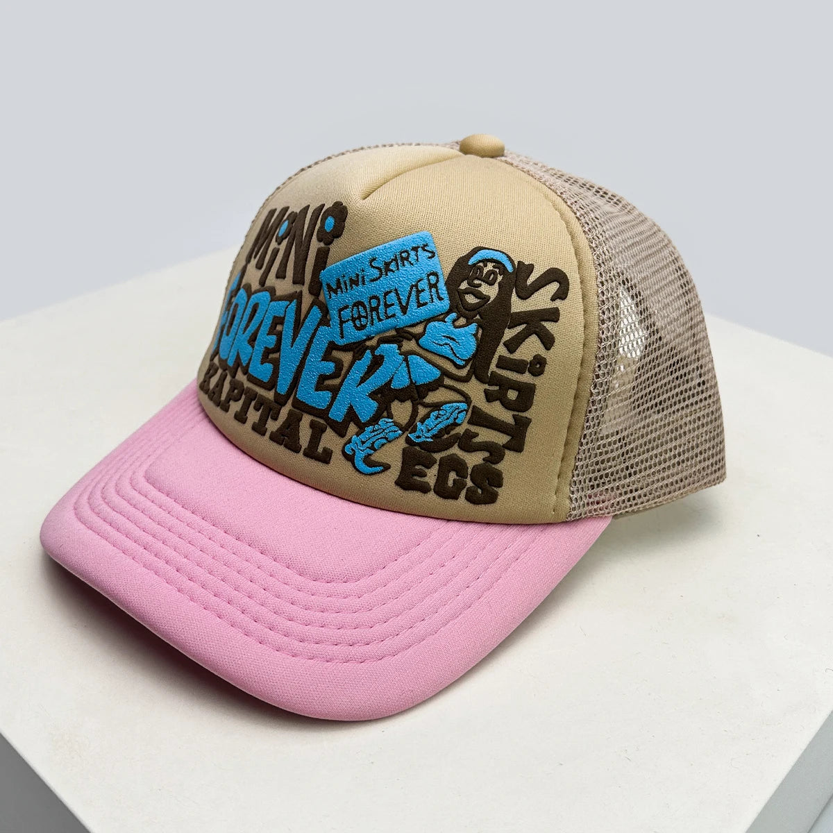 New Unisex American Style Graffiti Printed Letters Baseball Hats Sunshade Color Block Breathable Hip-hop Trucker Caps Versatile