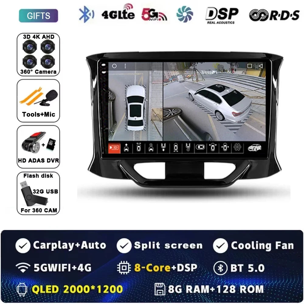 For LADA Xray X ray 2015 - 2019 Android 15 Car Radio GPS Navigation QLED Carplay Auto Multimedia Stereo Player BT