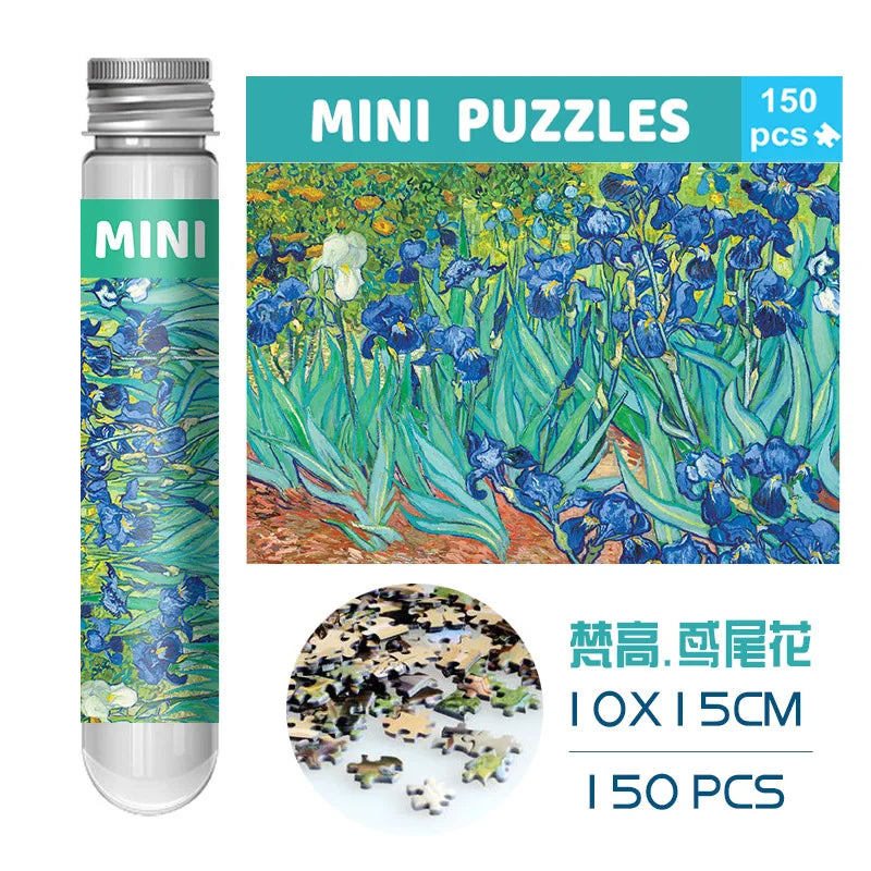 150pcs test tube jigsaw puzzle Van Gogh Painting Puzzles with Puzzle Storage Tray Plastic Sorting Tray Jigsaw Aids