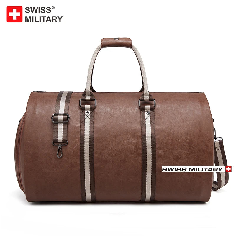 SWISS MILITARY XL Capacity Leather Bag Multifunction Lugage AntiWater Travel Bag