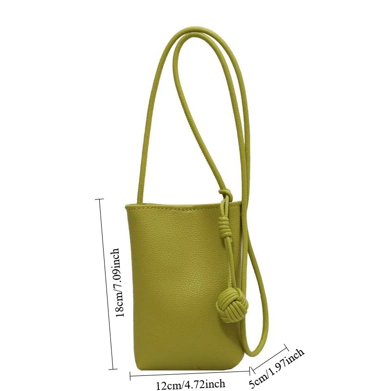 Women Leather Small Crossbody Bag Candy Color Phone Bag Lightweight Shoulder Bag