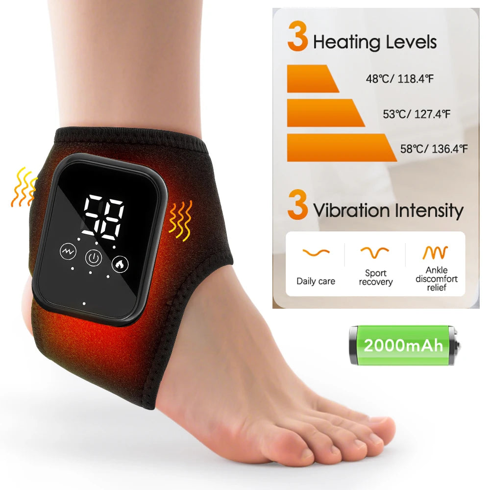 3/5 Level Heating Ankle Guard Vibration Massage Hot Compress Foot Brace Ankle Wrap Feet Protector Rechargeable Thermal Foot Band