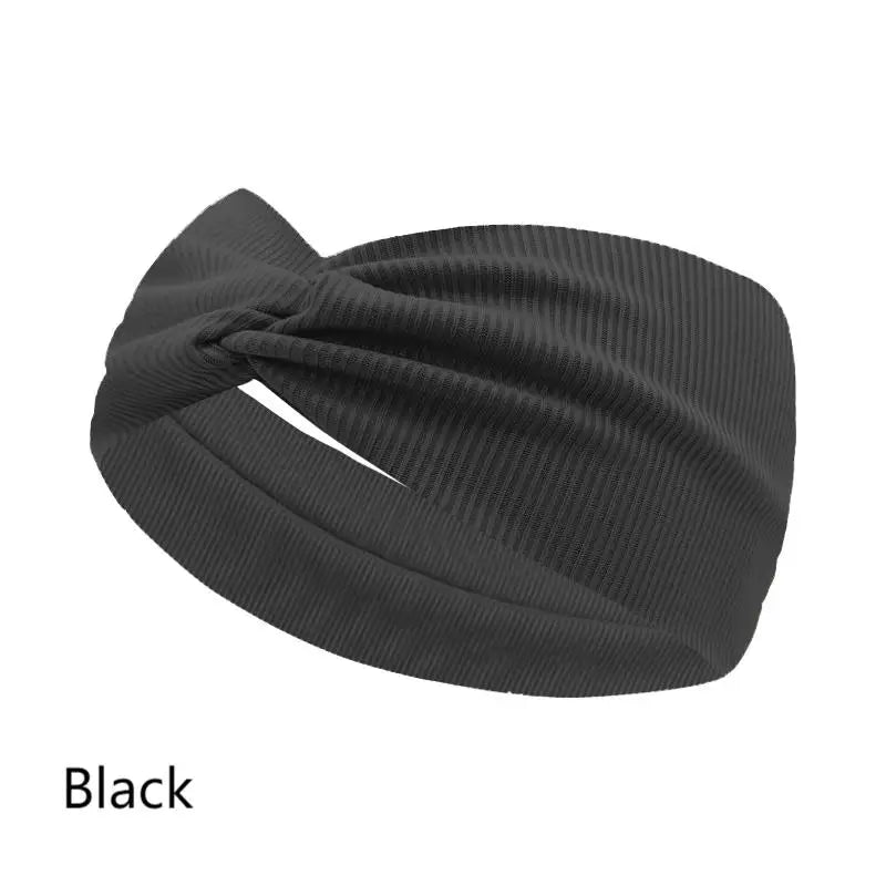 A Silky Threaded Fabric Twist Headband Yoga Workout Running Sport Elastic Hair Bands for Women's Turban Hair Wrap for Girls