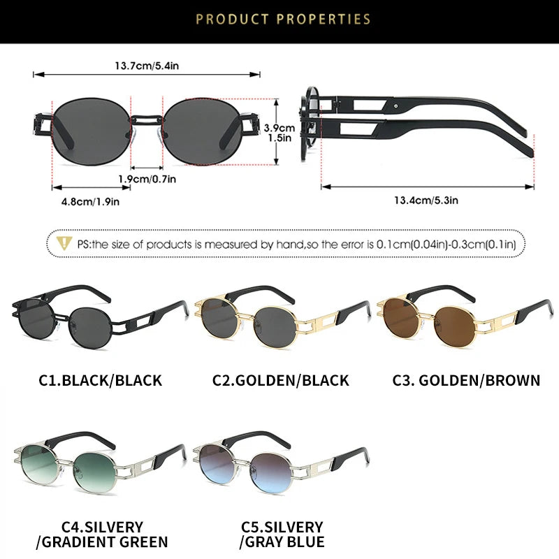 JNPCXI New Metal Steampunk Brand Sunglasses Women Luxury Metal Round Punk Fashion Men Sun Glasses Trend Designer Eyewear UV400