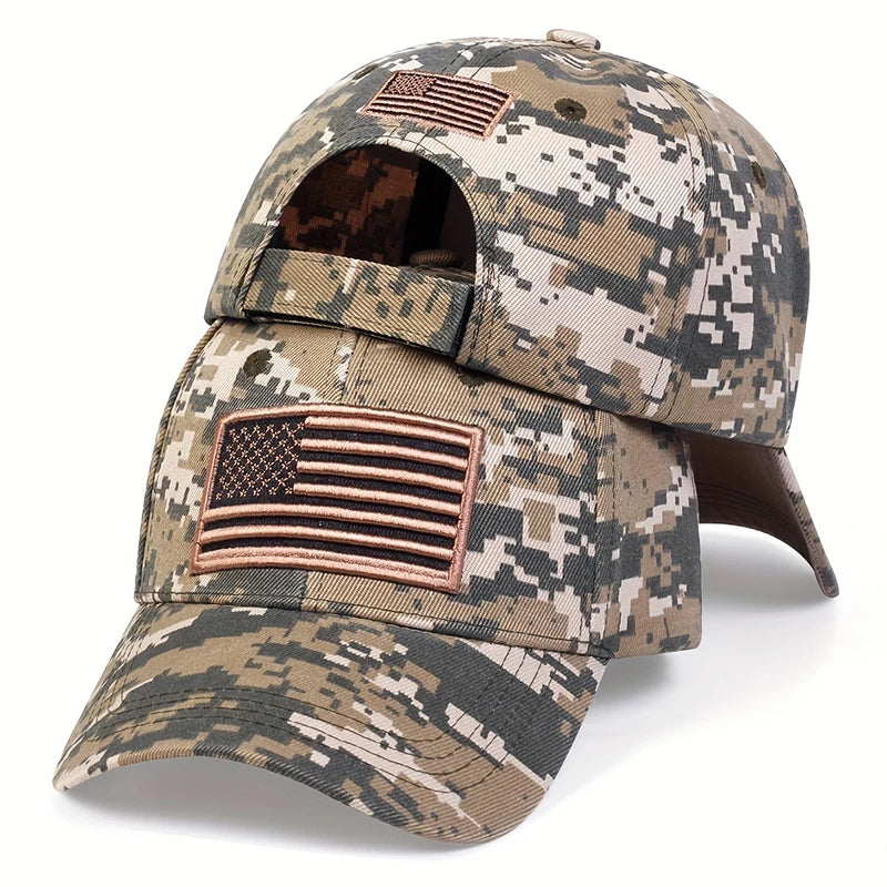Unisex US Flag Embroidered Army Baseball Caps, Outdoor Adjustable Casual Hats