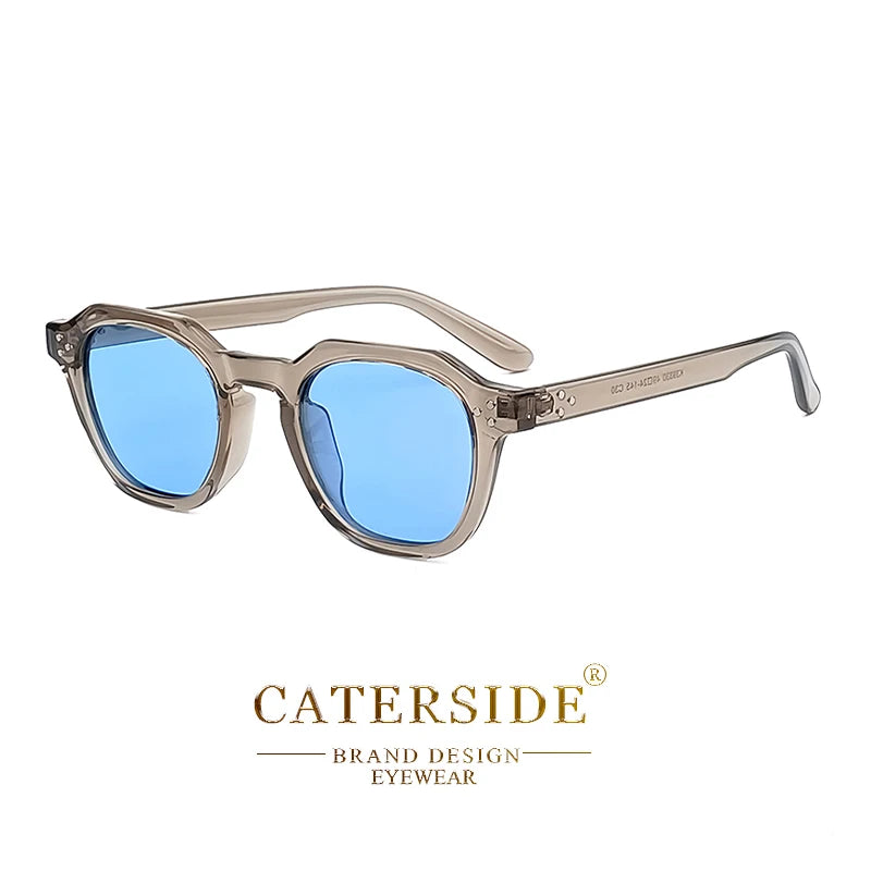 CATERSIDE Retro Polarized Sunglasses Men Acetate Temple / TR Frame Polygon Women Sun Glasses High Quality Travel UV400 Eyewear