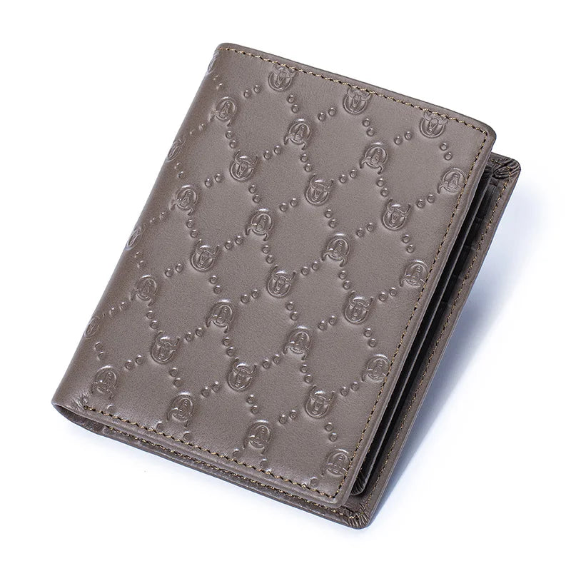BULLCAPTAIN New Leather Men's Wallet Fashion Creative Pattern Wallet Small Mini Card Holder RFID Wallet Men 0204H