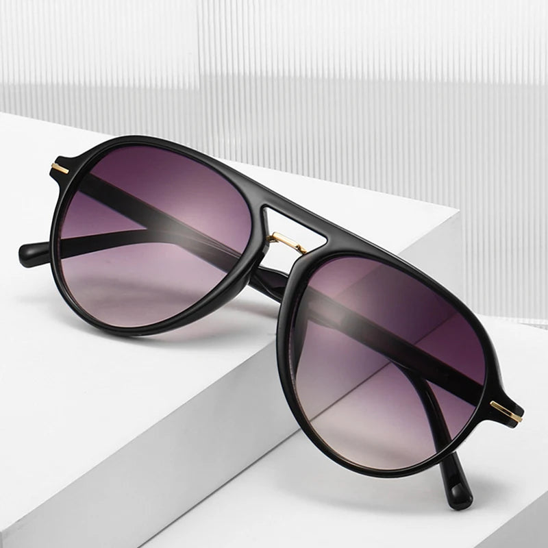 JNPCXI New Fashion Pilot Sunglasses Women Double Bridges Shades Retro Men Candy Color Gradient Trending Sun Glasses UV400