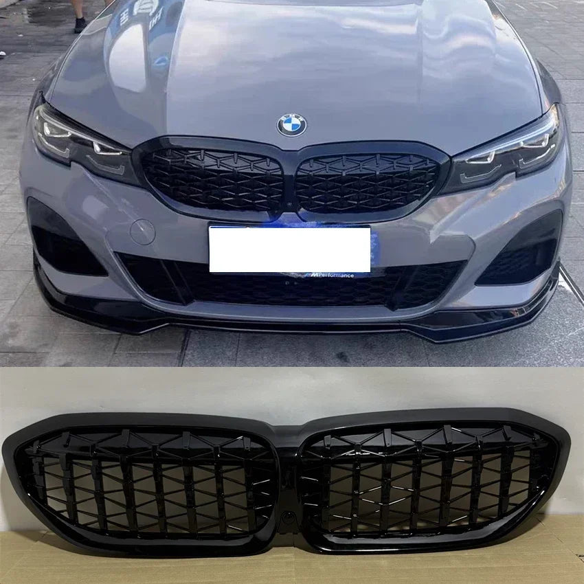 For BMW 3 Series G20 G21 G28 2019-2022 Front Bumper Hood Kidney Grill Racing Grilles Replacement Black Diamond Meteor Style