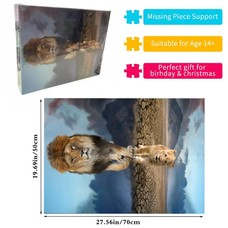 1000 Pieces of Adult Decompression Paper Puzzle Puzzle 1000pcs the Lion puzzle Landscape High Difficulty Puzzle