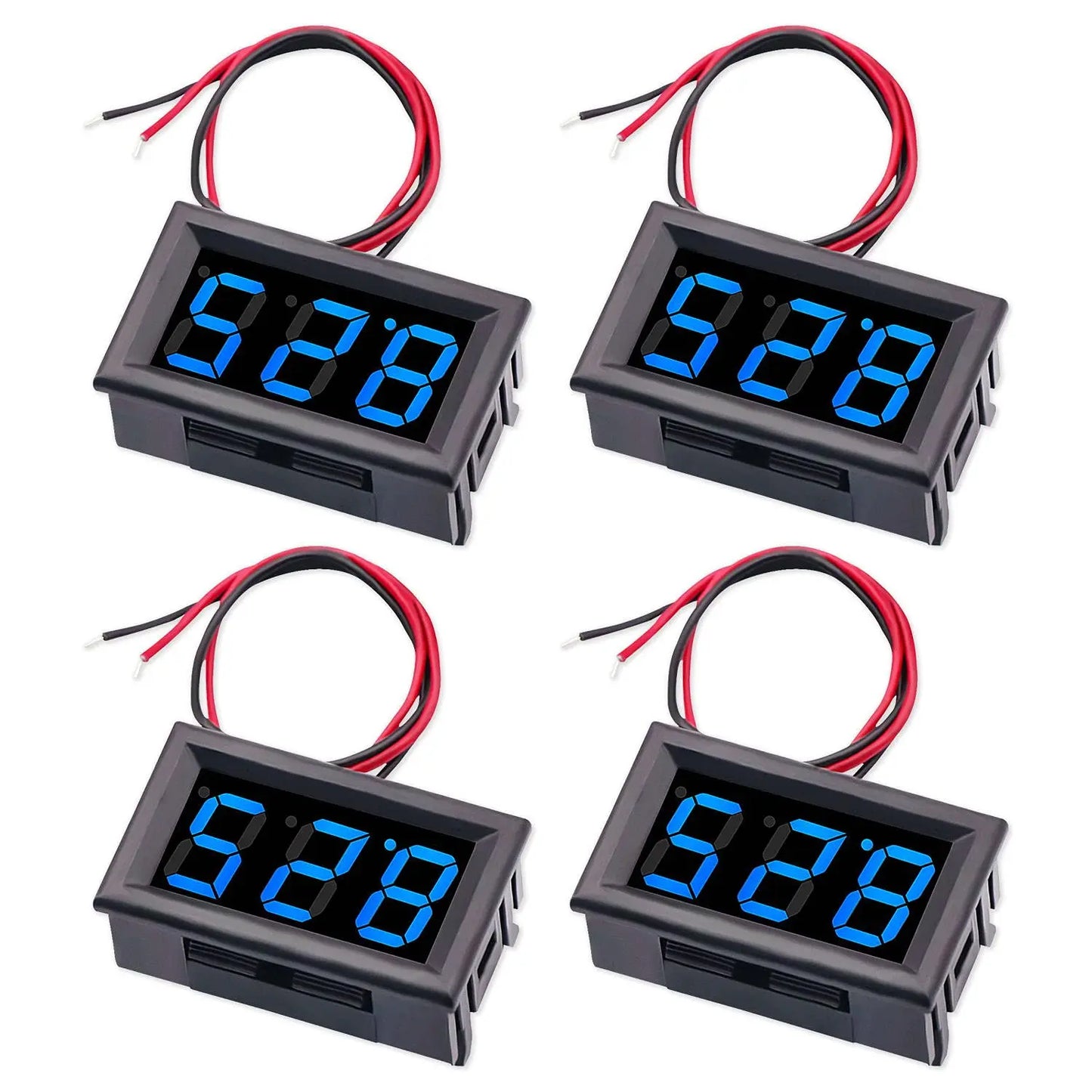 Digital Voltage Display 4Pack 0.56" Two-Wire DC 3V-30V Green LED Voltmeter Waterproof Display Voltage Tester Meter