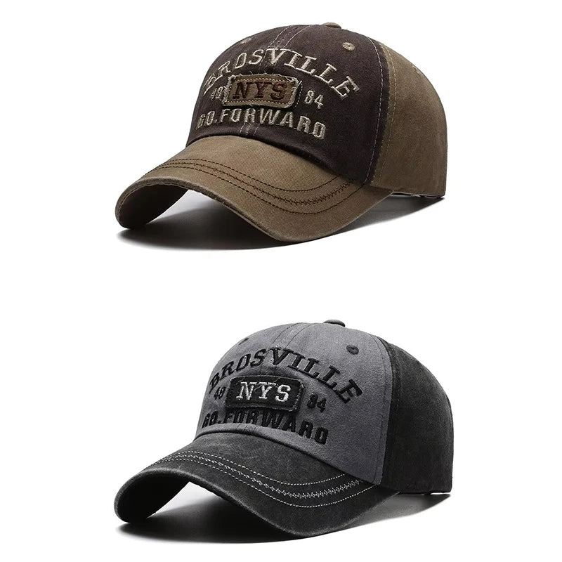 Four Seasons Town Men's Baseball Cap Casual Wash Embroidered Cap, Curved Sun Hat