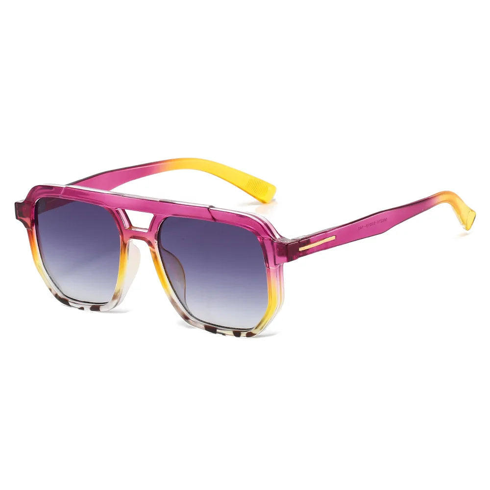 JNPCXI New Vintage Double Bridges Pilot Women Sunglasses Fashion Gradient Purple Shades UV400 Men Trending Sun Glasses
