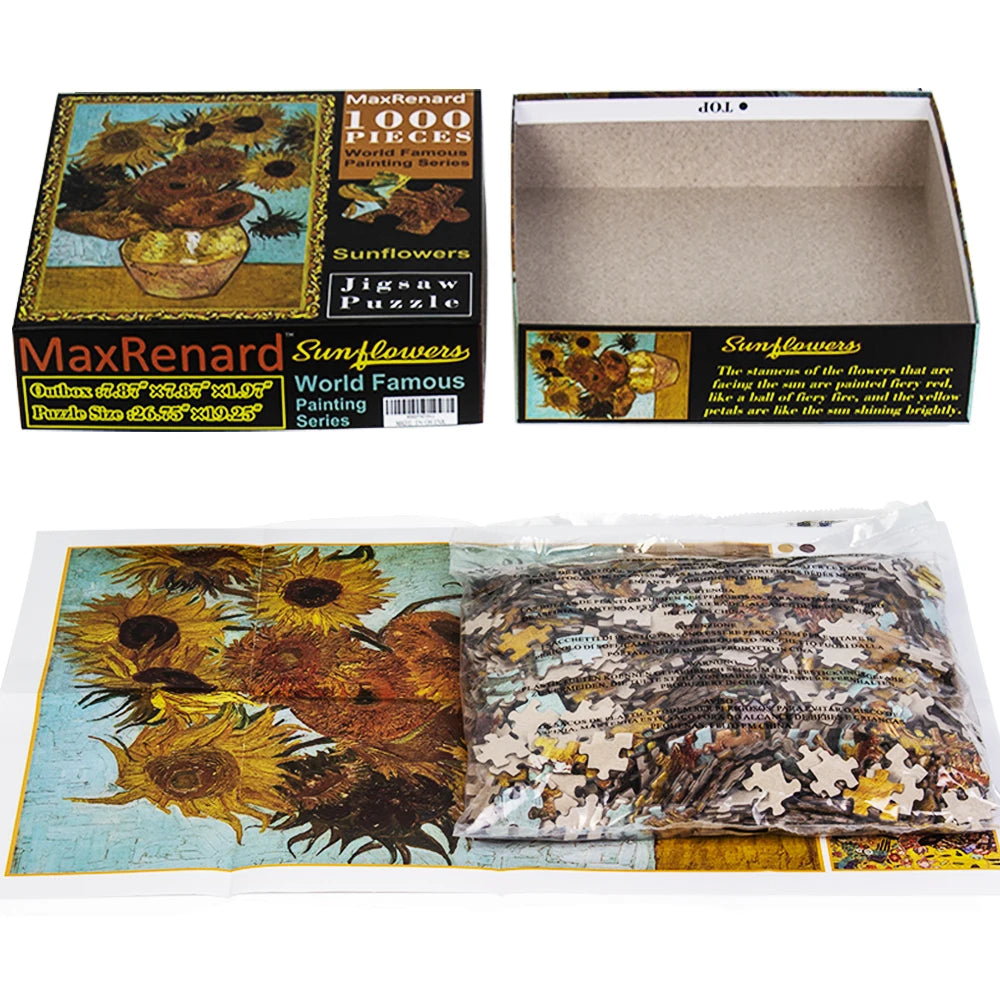 MaxRenard Jigsaw Puzzle 1000 Pieces for Adult Van Gogh Sunflower  Environmentally Friendly Paper Christmas Gift Toy
