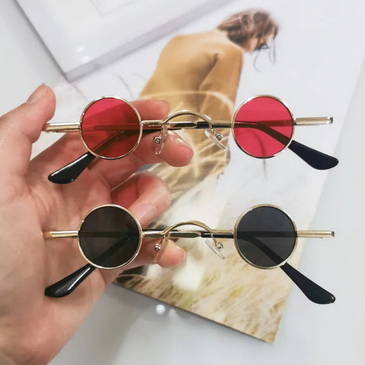 Vintage Men Sunglasses Women Retro Punk Style Small Round Metal Frame Colorful Lens Sun Glasses Fashion Eyewear